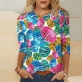 thumbnail image 2 of Midsumdr Womens Tops Casual Easter Colored Eggs Printed Outdoor Daily T Shirt Vacation 3/4 Sleeve Crew Neck Spring Summer Blouse Tops, 2 of 5
