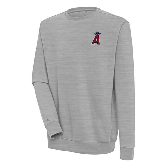 Men's Antigua  Heather Gray Los Angeles Angels Victory Pullover Sweatshirt
