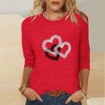 thumbnail image 2 of ZHYou Womens T-Shirts Valentine's Day Loose Fit 3/4 Sleeve Valentine's Day Printed V-Neck Casual Soft Spring Summer Shirts,Red,XL, 2 of 4