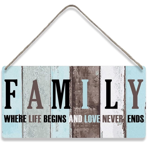 Country Style Wall Decor Family Quote Wooden Signs Rustic Hanging Wall Plaque Sign FarmhouseHome Decor Present 10x5 Inch