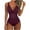 Wine, variant on Spring Saving GaThRRgYP Women One Piece Swimsuits,Women Solid with Chest Pad without Underwire Bikini Deep V One-piece Swimsuit