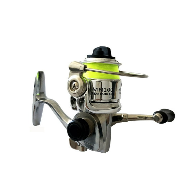 Cherryhome Mini Fishing Reel High Strength Throwing Stability Anti-bombing  Angling Metal 100 Type Spinning Reel with Line Outdoor Fishing 