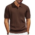 thumbnail image 1 of Polo PJ PAUL JONES, manga corta, cuello en V, punto café para hombre, 1 of 6