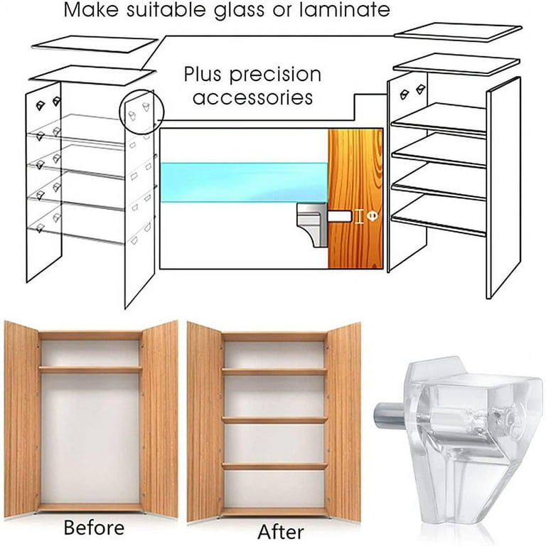 20 Pieces 3 Mm Shelf Pins Clear Support Pegs Cabinet Shelf Pegs Clips Shelf  Support Holder Pegs For