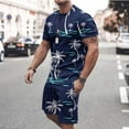thumbnail image 2 of Abomasnow Mens Hawaiian Sets Casual Short Sleeve Shirts and Shorts Summer 2 Piece Tracksuit Lounge Outfits on Clearance, 2 of 5