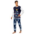 thumbnail image 3 of Family Christmas Pajamas Matching Sets, Christmas Tree Print Navy Tops with Fair Isle Snowman Pants, Long-Sleeve Crew Neck Loungewear Sleepwear for Couples, Women, Men, Kids and Baby, 3 of 6