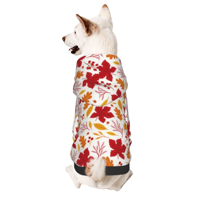 Fotbe fall laef Maple Sudadera con Estampado para Perros Pequeños – Suéter con Capucha para Mascotas, Tela Suave de Forro Polar con Bolsillo-Small