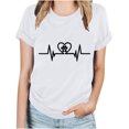 thumbnail image 1 of Puntoco Camiseta informal de manga corta con cuello redondo y estampado a la moda para mujer, 1 of 3