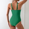 thumbnail image 4 of Women's Mesh One Piece Swimsuits Sexy V Neck Front Cross Push Up Bathing Suits Full Coverage Swimwear Green 2XL, 4 of 4