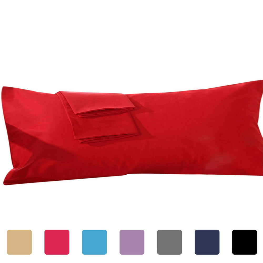 PiccoCasa SilkySoft Egyptian Cotton Body Size Pillow Cases, Red 20x72