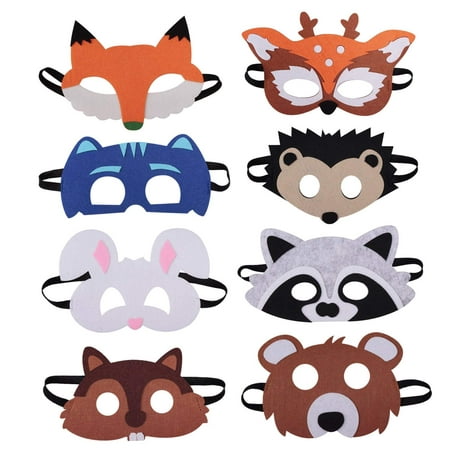 8 Pieces Forest Friends Felt Animal Mask for Birthday Party Favors Dress-Up Costume