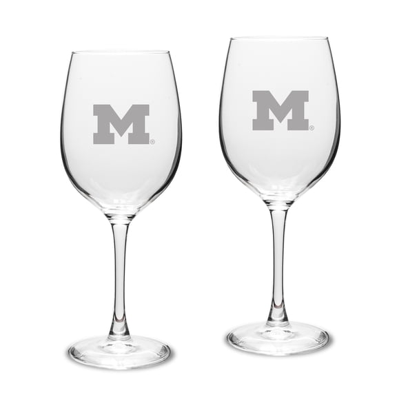 Michigan Wolverines 2-Piece 16oz. White Wine Glasses Set