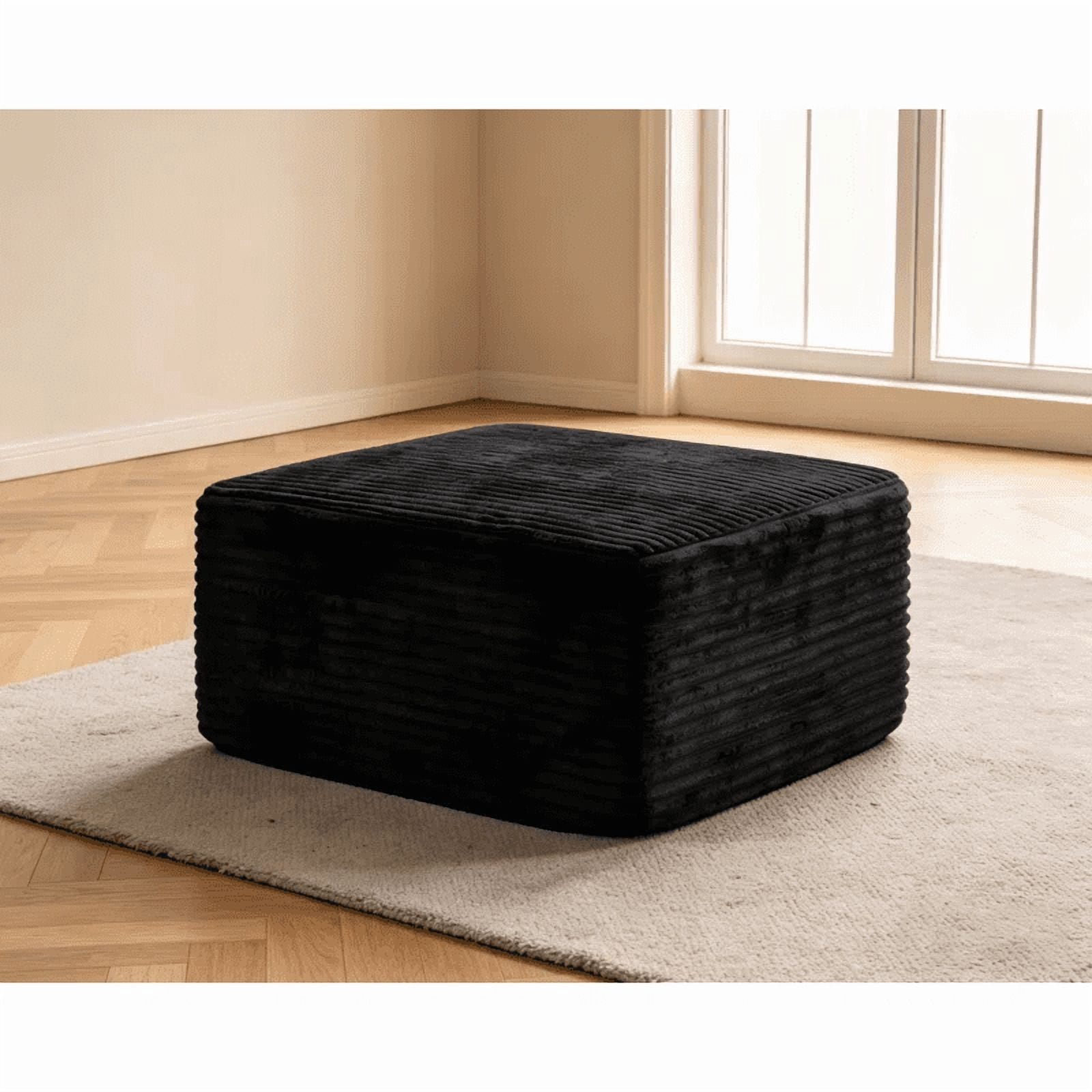 Plush Boneless Ottoman,Upholstered Cloud Couches Footrest Ottoman for Boneless Couch for Living Room, Black