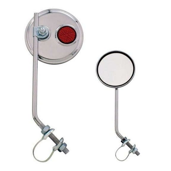 3" Round Mirror Chrome, Red Reflector