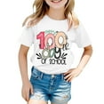 thumbnail image 1 of PMVFHDE T-Shirt pour Filles, Hauts d'Été pour Filles, T-Shirts Graphiques pour Filles, Mode Décontractée pour Enfants, Imprimé, Col Rond, Manches Courtes, Blanc, 6-7 Ans, 1 of 4