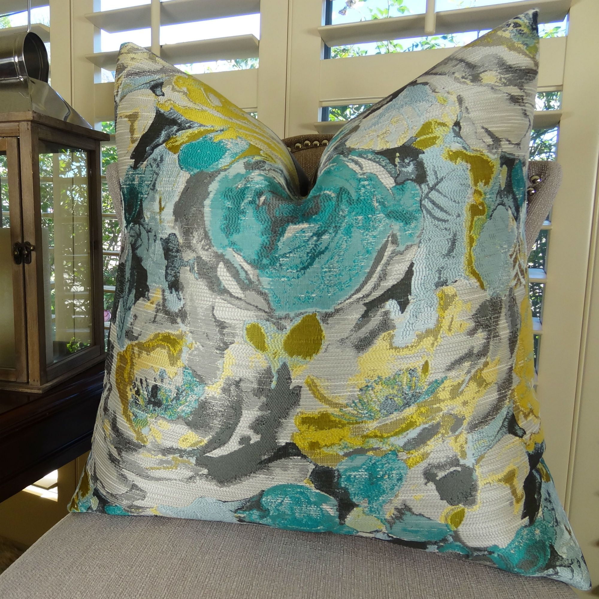 teal gray pillows