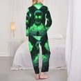 thumbnail image 3 of Pajamas for Women Set - Green Flame Skull Comfy Long Sleeve Button Up Pajama Sets for Women 2 Piece, Soft Sleepwear Nightwear Pjs Lounge Sets for Women with Pockets, 3 of 6