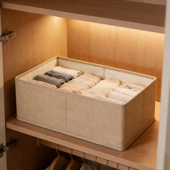 Fabric Storage Box Foldable Wardrobe Organizer Drawer Container Large Capacity Clothes Toy Storage Bin Space Saving Collapsible Storage Basket For Closet Bedroom Living Room Home Organization Use