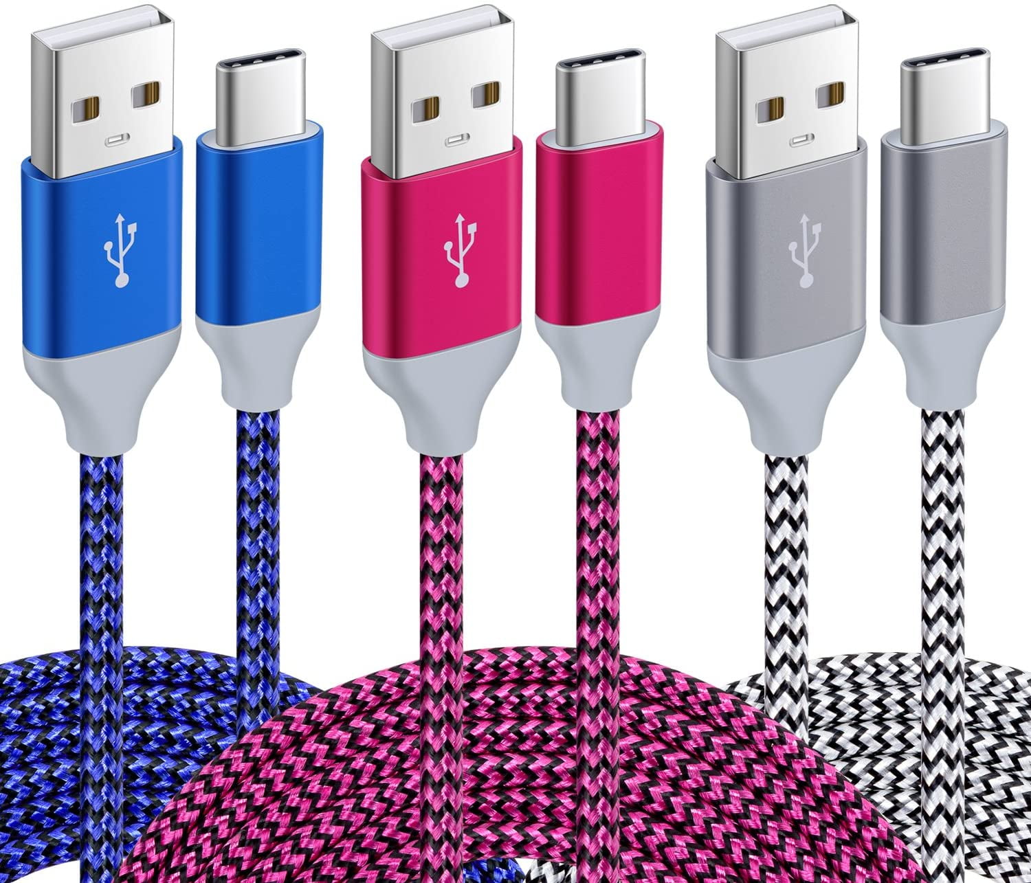 RGHJAR-USB C Charging Cord [3Pack 10ft],USB C Cable Fast Charger,USB A to USB C Nylon Braided USB C Charging Phone Charger Compatible with Samsung Galaxy S24 S23 S22 S21 S20 S10 Note 20 10 A20 A51 A7