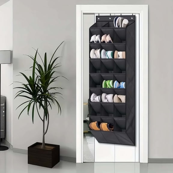 Behind The Door, There Is A Shoe Rack and An 8-level Hanging Storage Bag. It Has 24 Large and Deep Pockets with Hooks, Suitable for Wardrobes, Bedrooms and Dormitories.