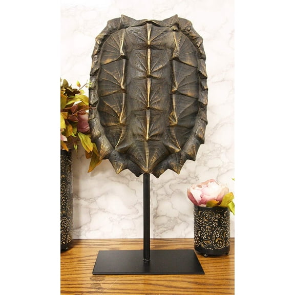 Ebros Large Alligator Snapping Turtle Shell Sculpture On Metal Mount 20.5"H