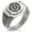 Silver, variant on Stainless Steel Nobunaga Oda Samurai Crest CZ Ribbed Needle Stripe Pattern Biker Style Polished Ring