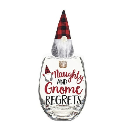 

17 OZ Glass with Gnome Wine Stopper Gift Set