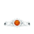 thumbnail image 4 of Rosec Jewels 5 MM Fire Opal Flower Engagement Ring with Diamond for Women, 14K White Gold, US 3.50, 4 of 9