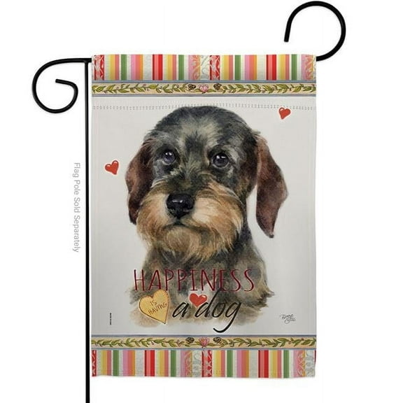 Breeze Decor G160171-BO 13 x 18.5 in. Dog Wire Haired Dachshund Happiness Double-Sided Decorative Vertical Garden Flag