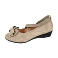 thumbnail image 6 of Rokment Women's Bow Wedge Strappy Ballet Flat for Ladies 2026 Spring Fall Suede Fashion Casual Pointed Toe Low Heel Slip on Dress Shoes C Size 9.5, 6 of 7