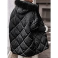 thumbnail image 4 of Women'S Quilted Down Jacket with Hood Long Sleeve Full Zip Casual Winter Coat Black XL, 4 of 8