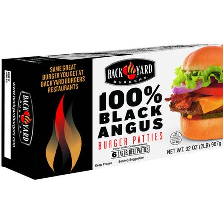 Back Yard Burgers Black Angus Burger Patties 2 Lbs Walmart Com