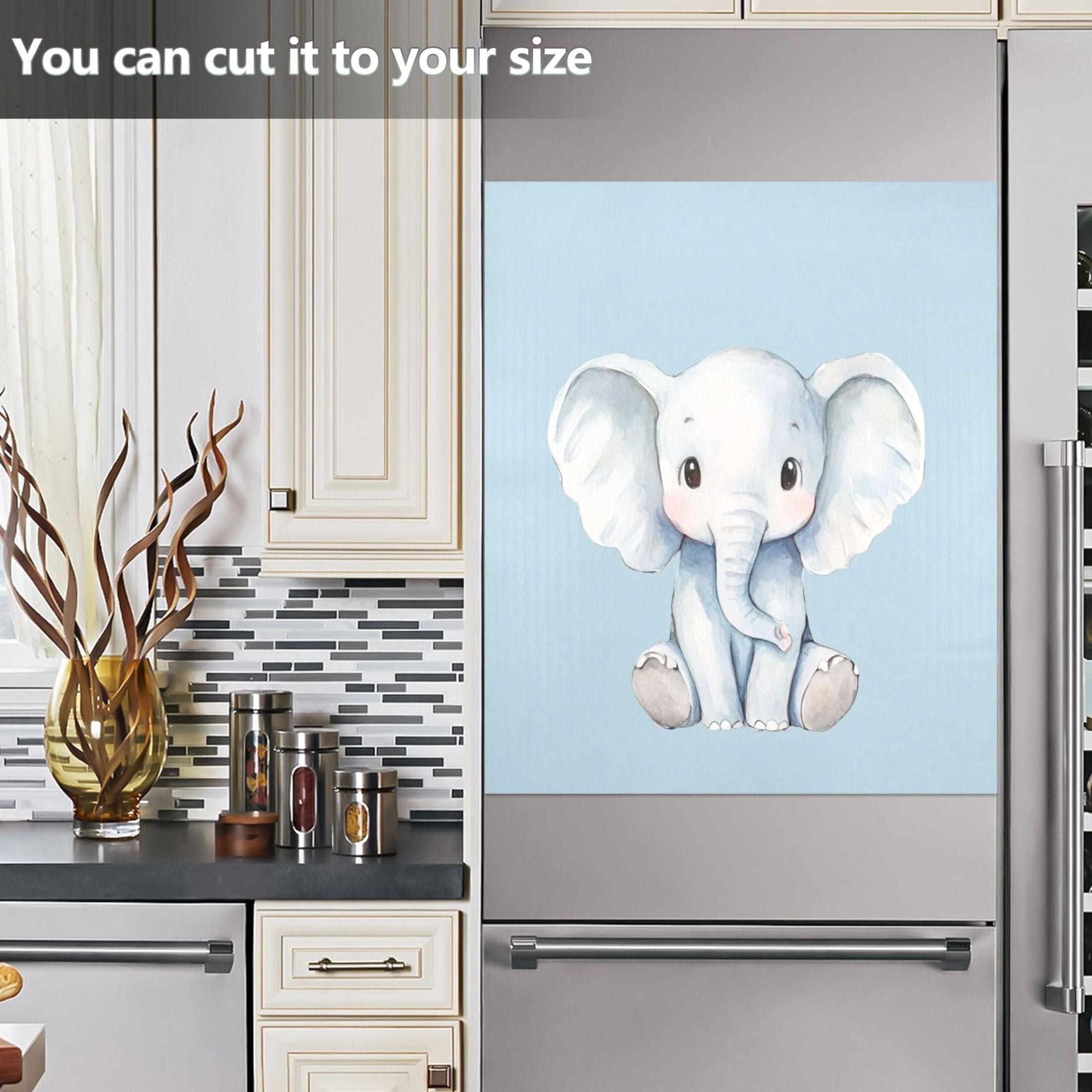 Dishwasher Magnetic Sticker 23x26 Inch Refrigerator Magnetic Sticker Washing Machine Magnetic Sticker Kitchen Panel Magnetic Sticker Home Decor Cute Cartoon Elephant Pattern