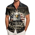 thumbnail image 2 of mgoYE 250th Anniversary Gifts USA T-Shirt Men American Flag Button Shirt USA Flag Stars Stripes Graphic Blouse Patriotic Button Shirt 4th of July T Button Shirt Summer Tops Tee(Dark Gray,4XL), 2 of 6