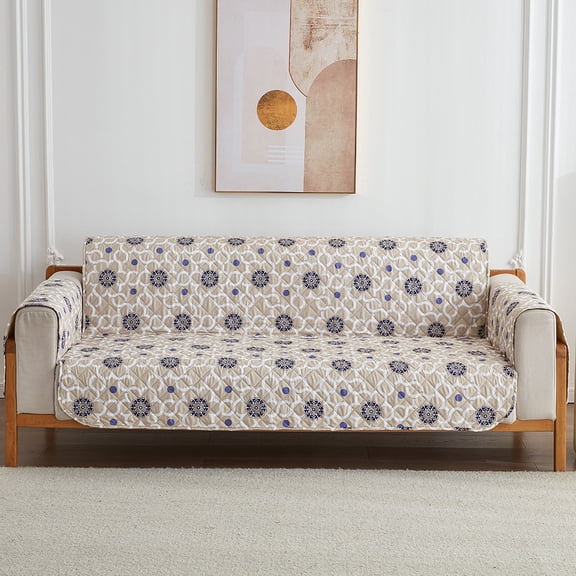 Nvzi-c sofa cover khaki printed sofa cushion, living room integrated non slip sofa, 1-seat recliner cover, sofa protective cover, 20.86 * 74.8 inches