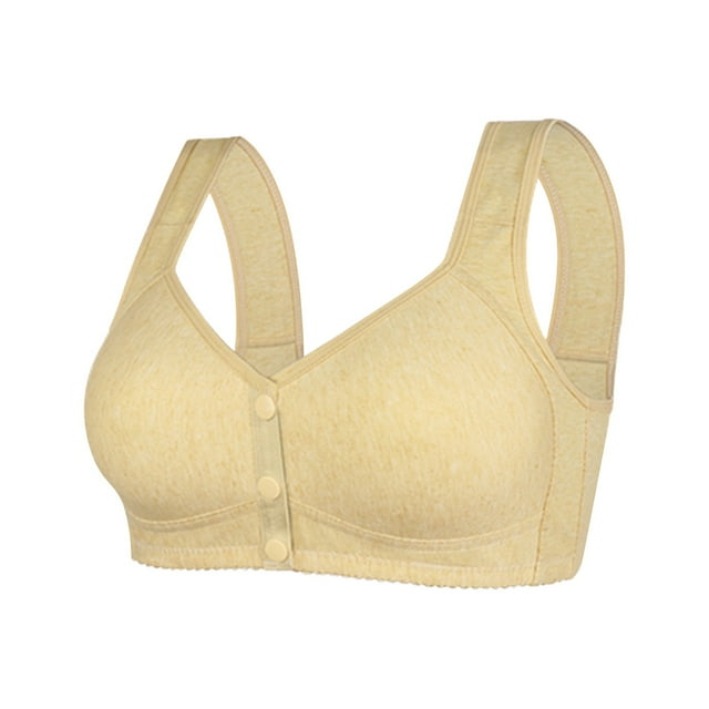 MIASHUI Bra for Elderly Women Front Snap Comfortable Bras Front Closure Bra for Everyday,Yellow,44
