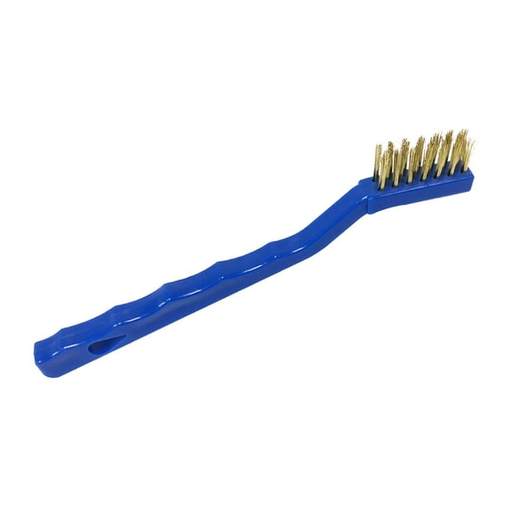 Robtec Brass Wire Scratch Brush with Plastic Handle, 3 Rows x 7 Columns