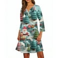 thumbnail image 5 of Christmas Dresses for Women Women's Christmas Printed Fashionable V-neck Button Seven Part Cuff Pocket Dress for Holiday Party,Light Blue,XL, 5 of 5