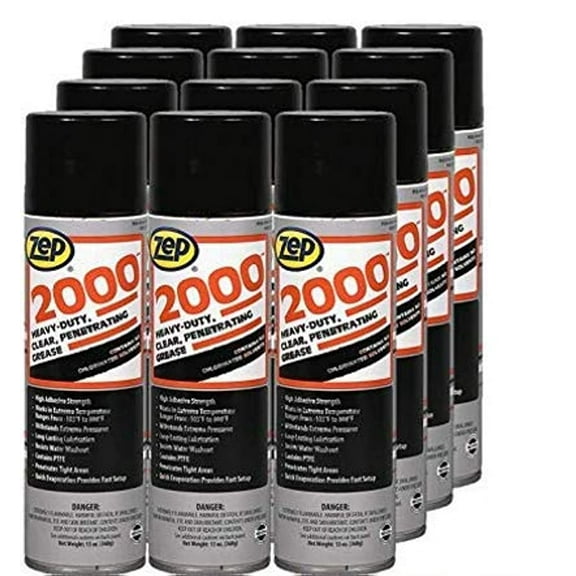 Zep 2000 Penetrating Grease Lubricant Aerosol - 13 oz (Case of 12) - 416401 - Industrial Strength Formula, Long-Lasting Lubrication, Penetrates Tight Areas