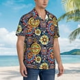 thumbnail image 2 of Lsque Colorful Compasses pattern Hawaiian Shirt for Men, Unisex Summer Beach Casual Short Sleeve Button Down Shirts-X-Large, 2 of 9