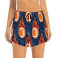 thumbnail image 3 of Uemuo American Football and Fire Flames Pattern Women's Athletic Shorts High Waisted Running Shorts with Liner Pockets Gym Elastic Workout Shorts-X-Large, 3 of 9