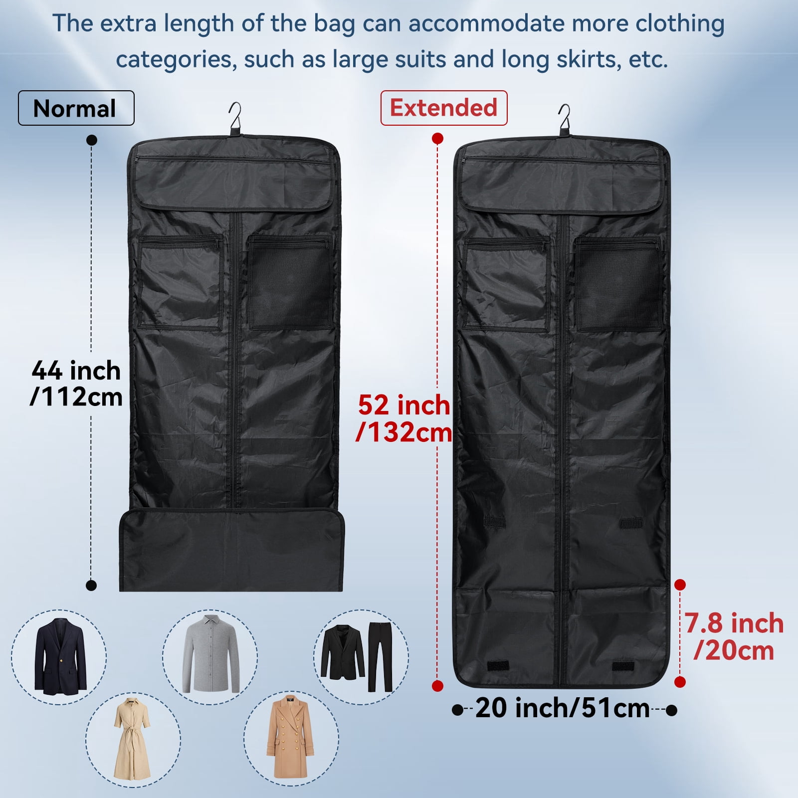 HONEIER Garment Bag for Travel 4 in 1 Waterproof Travel Suit Bag with Shoulder Strap Convertible Garment Duffel Bag with Shoe Compartment for Men Women, Carry on Luggage Bags Gym Bag, Black, 55L