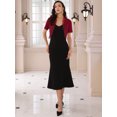 thumbnail image 3 of DARING DIVA Open Front Shrug Crop Ruffle Trim Short Sleeve Cocktail Bolero M Dark Red, 3 of 6