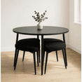 thumbnail image 3 of Mesa de Comedor Redonda de Madera con Bancos Tapizados y Acolchados de Estilo Moderno de Estructura Resistente Ideal para Optimizar Espacios - Mesa 90 cm y 4 Bancos + Kit de Armado, 3 of 5