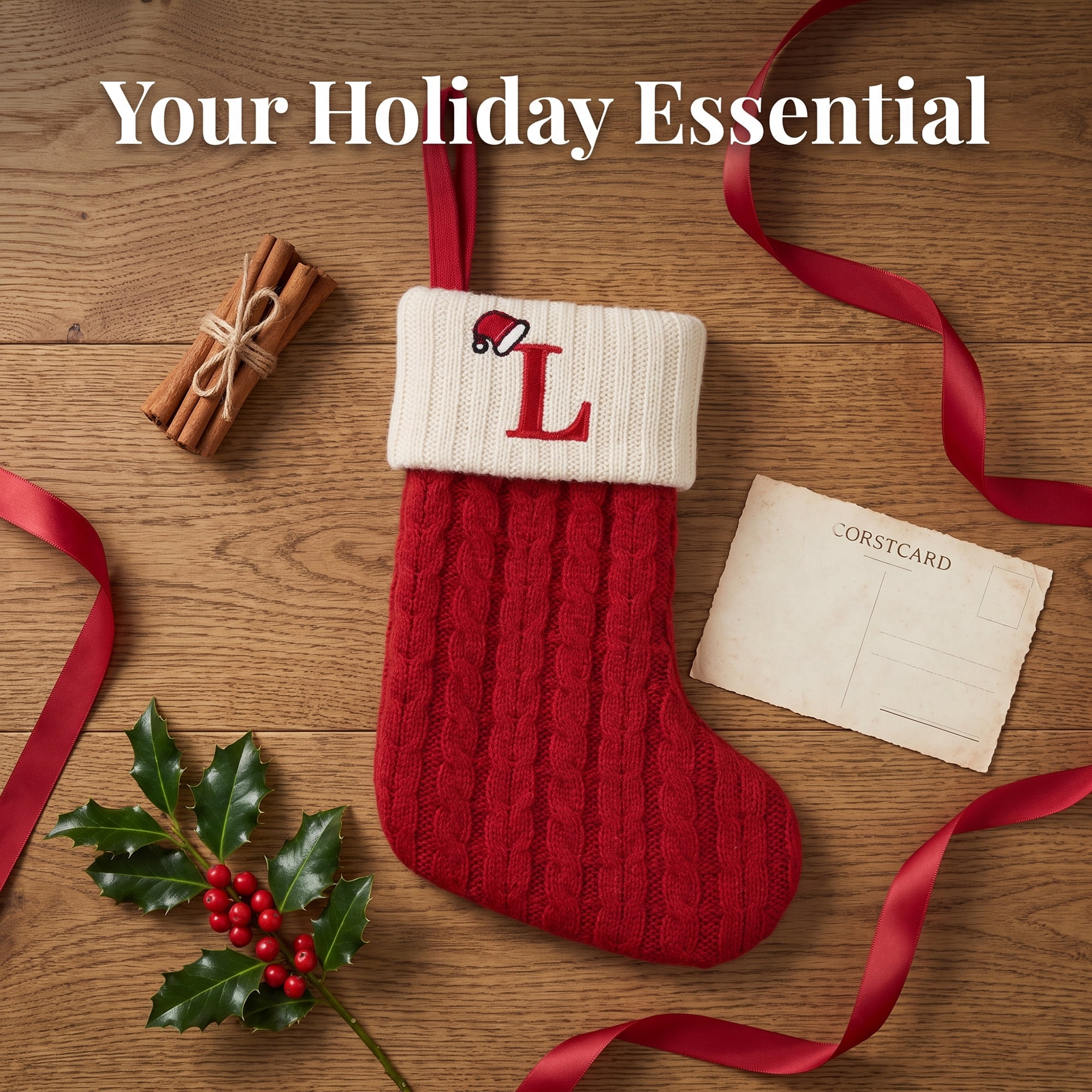 Unique Bargains Cartoon Christmas Luxury Grand Hearth Accent Stocking Letter L 8"