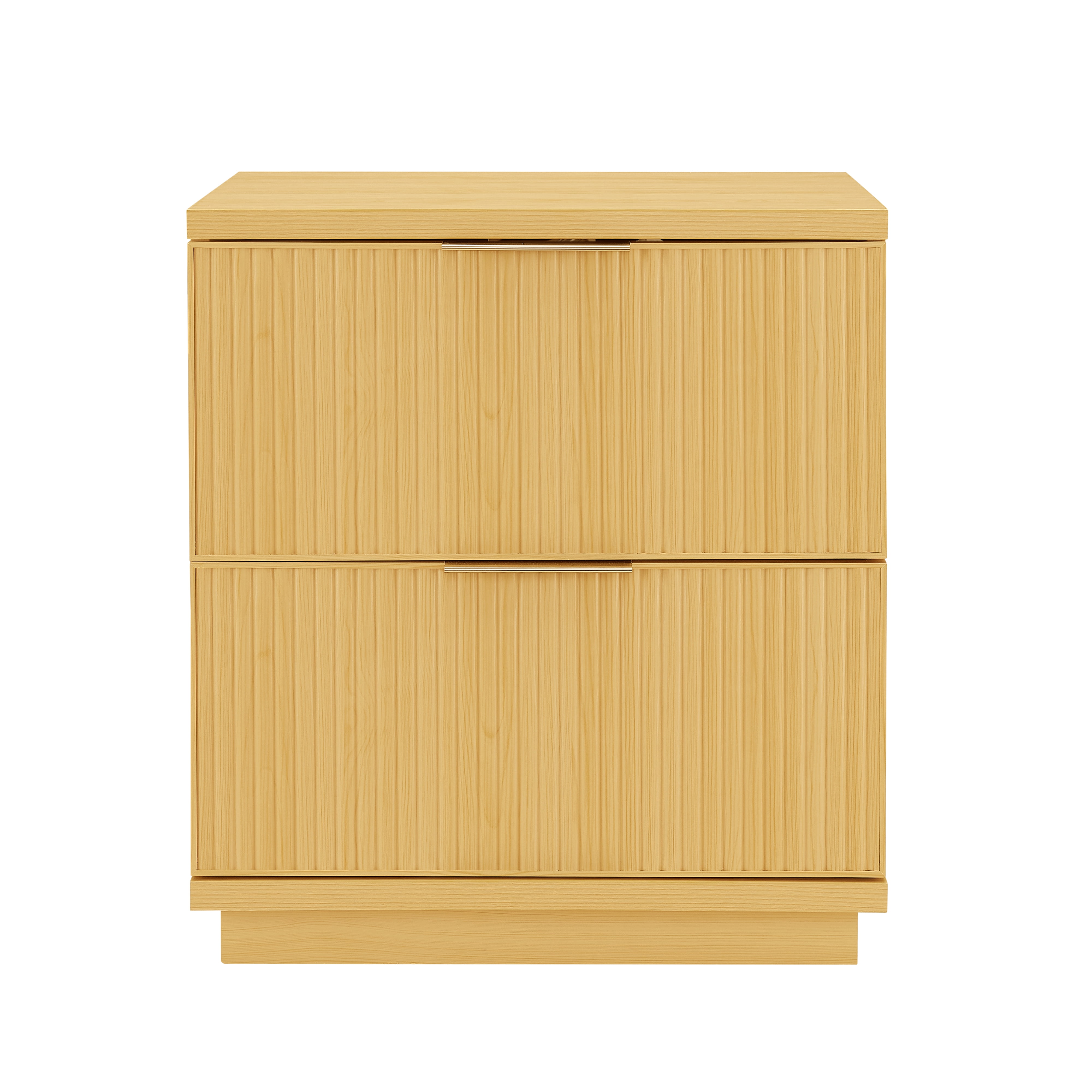 Better Homes & Gardens Lillian Fluted 2-Drawer Nightstand with USB, Natural Pine