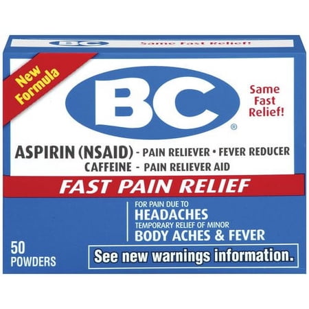 BC Powder Original Strength Pain Reliever, Aspirin Dissolve Packs, 50 Count