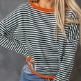thumbnail image 5 of HAOYUNL Women's Striped T Shirts Fashion Long Sleeve Fashion Knitted Sweater Crew Neck Loose Pullover Tees Spring Fall Tops S-XXL, 5 of 9