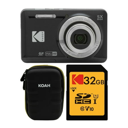 Kodak PIXPRO Friendly Zoom FZ55 Digital Camera (Black) with Case and Memory Card