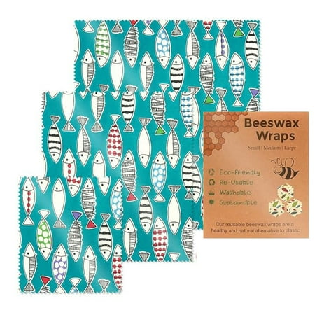 Reusable Beeswax Wrap - Eco-Friendly Beeswax Wraps For Food Sandwiches Organic Cotton Beeswax & Pine Resin Reusable Food Wrap